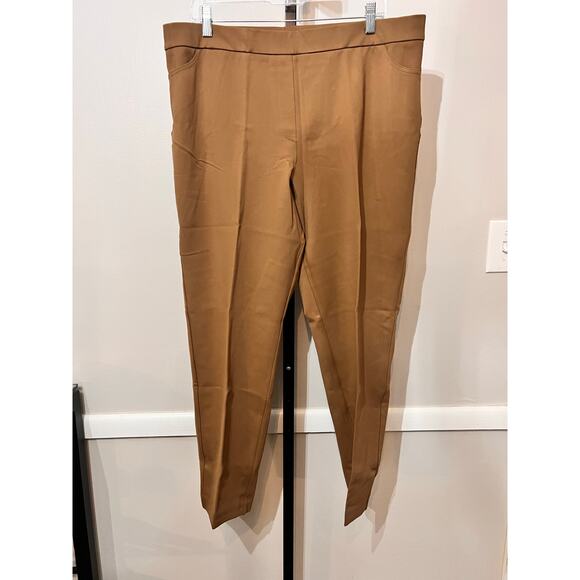 Susan Graver High Waisted Ankle Trouser Pants Brown Women's Plus Size 1X NWOT - Picture 2 of 8